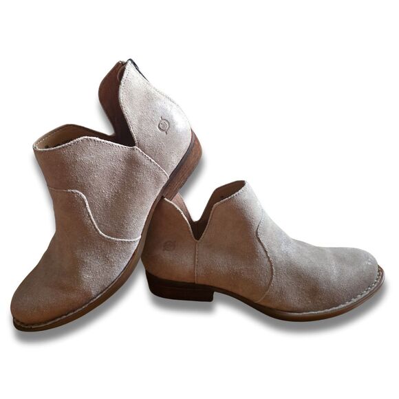 BORN Kerri Suede Ankle Bootie 9M Cut Out Zip Tan Western Boho - Picture 4 of 14